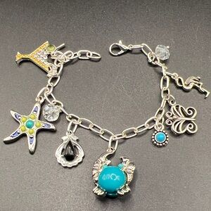 Vintage silver tone charm bracelet